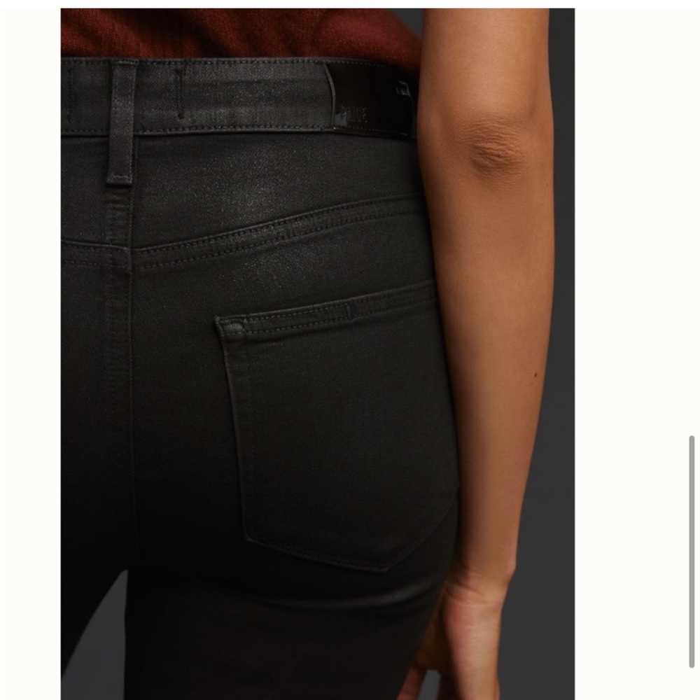 Paige Cindy Mid-Rise Coated Straight Black Jeans size 30 NWT - Picture 4 of 15